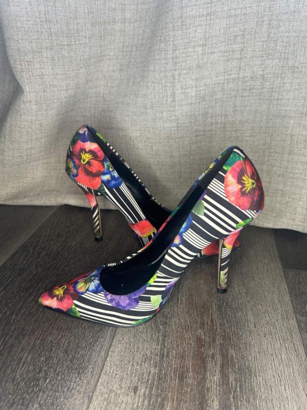 Aldo Floral & Stripe Pointed-Toe Pumps - Black Multi
